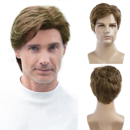 Baruisi Mens Wigs Short Light Brown Wig Synthetic Heat...