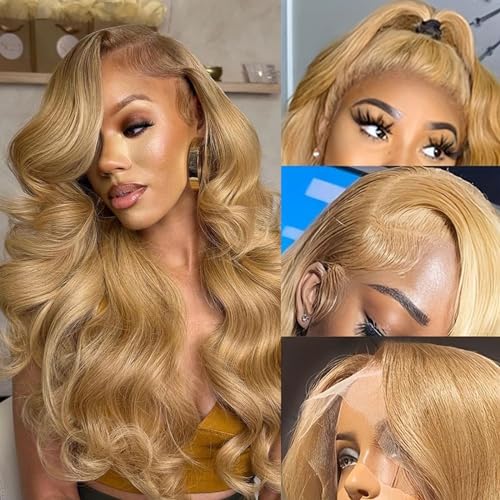 KTOOYKE Honey Blonde Lace Front Wig Human Hair Body Wave