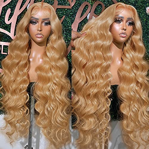 UMEGOOD 200% Density Honey Blonde Wig Human Hair Lace Front