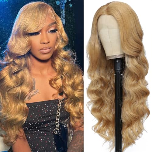 30 Inch Synthetic Lace Front Wig for Women Honey Blonde