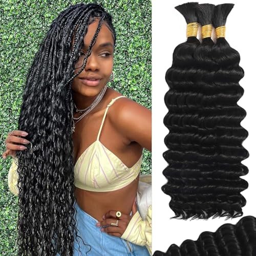 Human Braiding Hair for Boho Braids Human Deep Wave Bulk