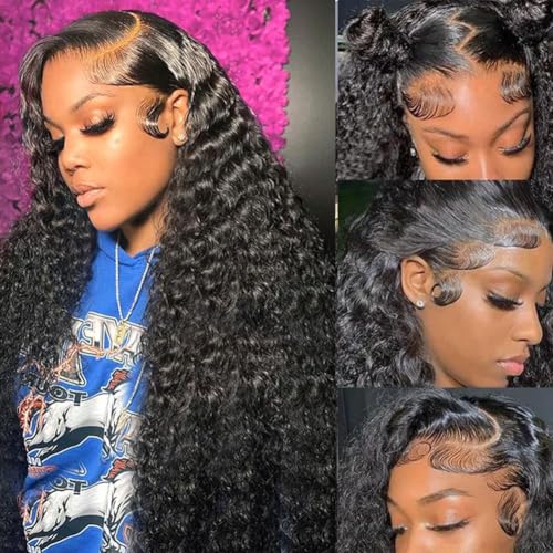 Rozilo Aomllute 30 Inch Deep Wave Lace Human Hair Wig