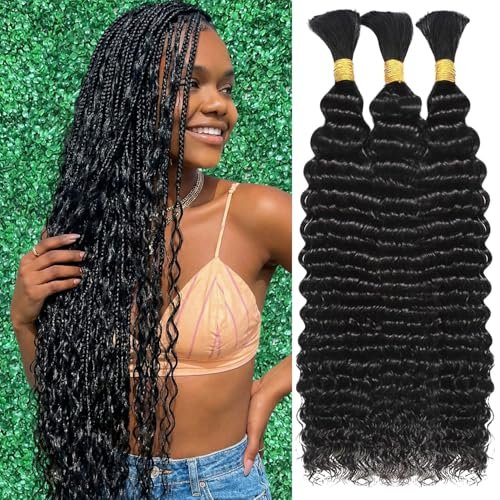 Afihond Human Braiding Hair for Boho Braids Deep Water Wave