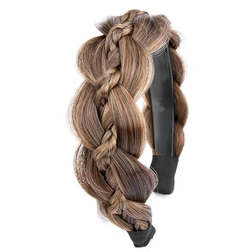 VOPPIS Wide Braided Headband with Teeth Synthetic Hair