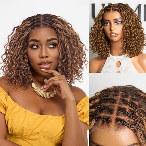 LUVME HAIR Boho Braided Deep Curly 5x5 Closure Bob Wig