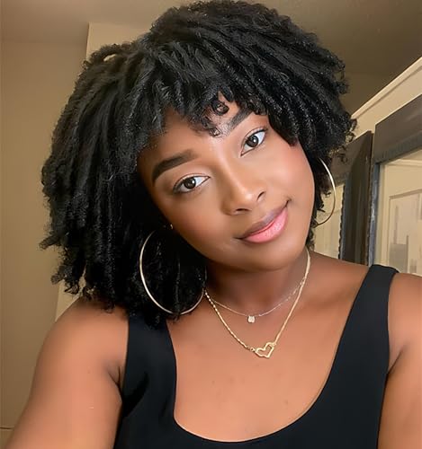 Luxclipse Black Short Dreadlock Wigs Human Hair Afro Twist