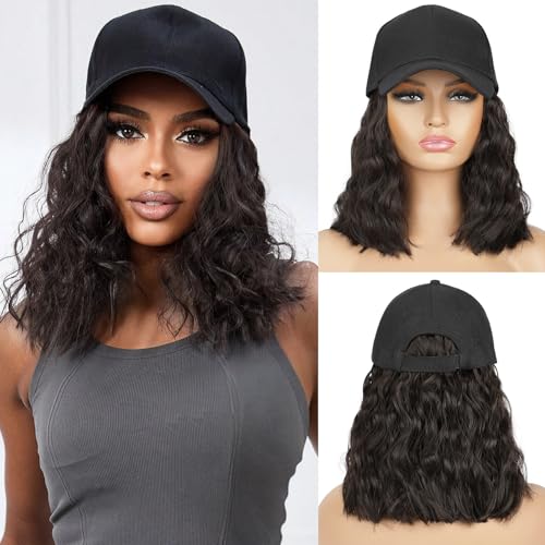 HANYUDIE Hat Wig for Women Wig Cap with Curly Hair