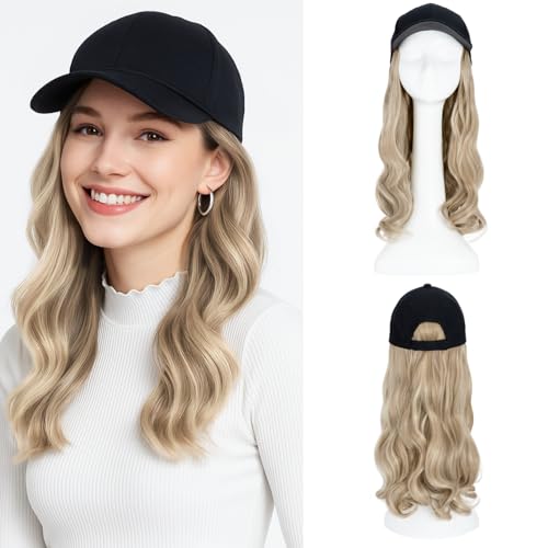 SEGO Hat Wig, Hat with Hair Attached, Wavy Baseball Cap