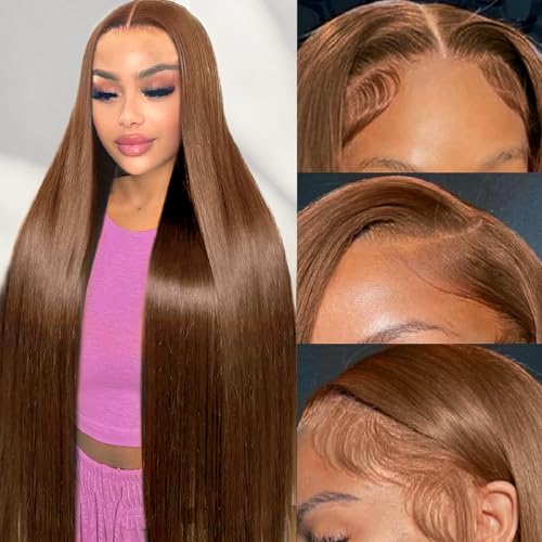 Cypha 28 Inch Chocolate Brown Lace Front Human Hair Wig