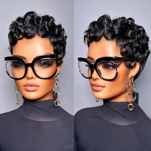 Jgzpfo Pixie Cut Wig Human Hair for Black Women