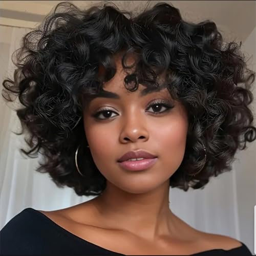 LIBERHEART Short Curly Human Hair Wigs for Black Women