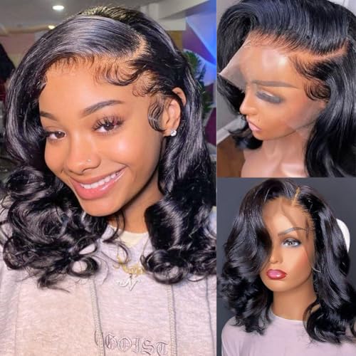 Hihmarm Body Wave Bob Wig Human Hair HD Lace Front