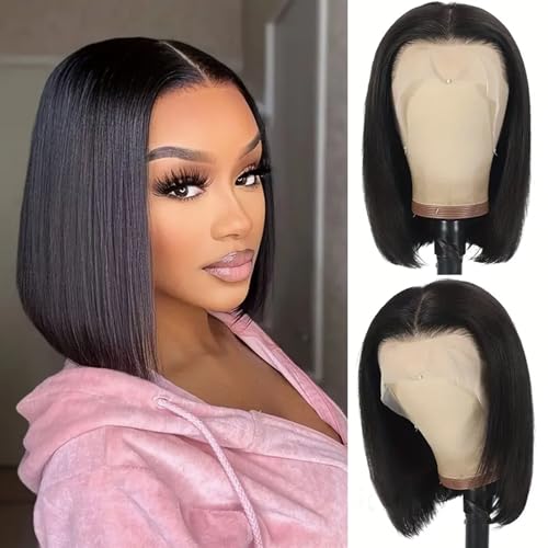 Shesbeauty 10 Inch Bob Wig Human Hair HD Lace Front