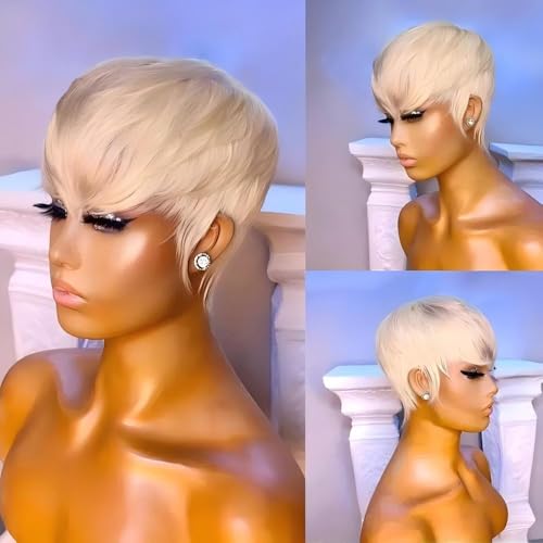 RICONEY 613 Pixie Cut Wigs for Black Women Human Hair
