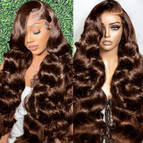 A8 Chocolate Brown Human Hair Wig 200 Density Body Wave