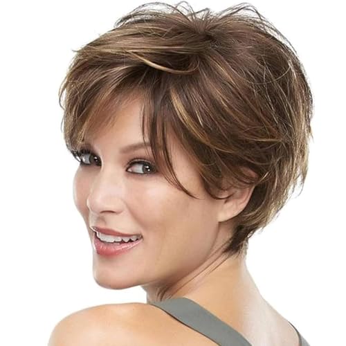 QUEENTAS Short Wigs for White Women Bob Pixie Cut Wig
