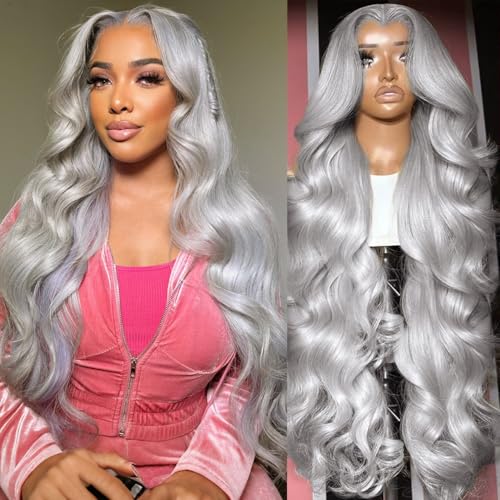 Nihonwe 13x6 Grey Lace Front Wigs Human Hair Body Wave