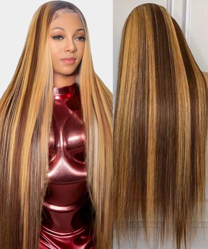 WOOMN Ombre Lace Front Wig Human Hair Honey Blonde Straight