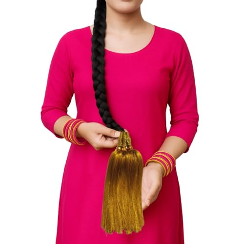 Traditional Indian Hair Braid Extension Golden Silk Paranda