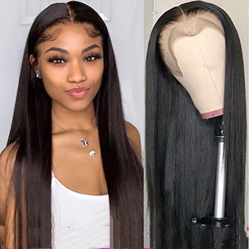 SVNRES 26 Inch Synthetic Lace Front Wigs Black Straight Hair