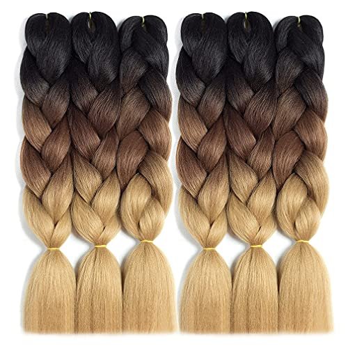 RN BEAUTY Ombre Braiding Hair 6 Packs 24 Inch Braids