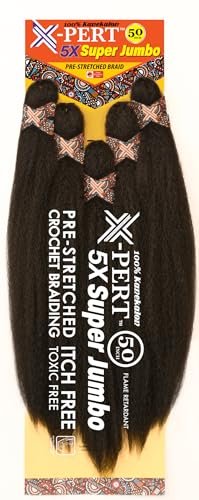 X-PERT 5X SUPER JUMBO Pre-Stretched ITCH FREE Braiding Hair
