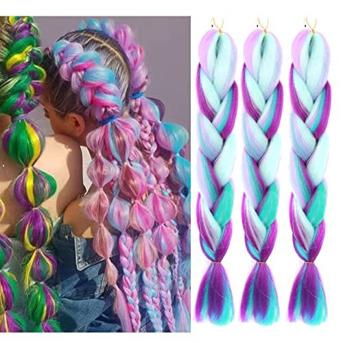 Jumbo Braiding Hair Fiber Mix Four Silky Colorful Twist...