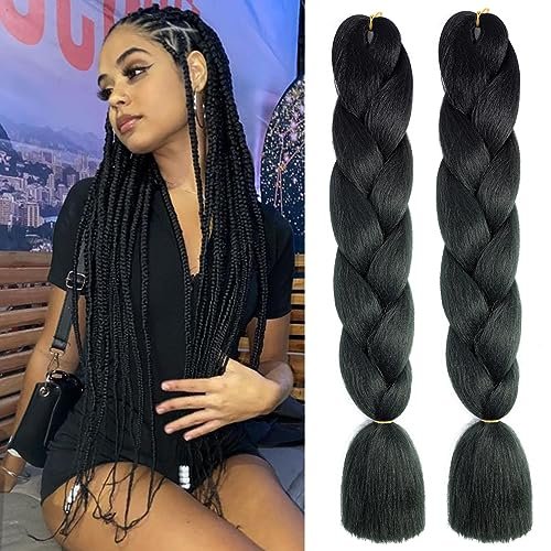 Braiding Hair Extensions 24 Inch, Kanekalon Jumbo Black...
