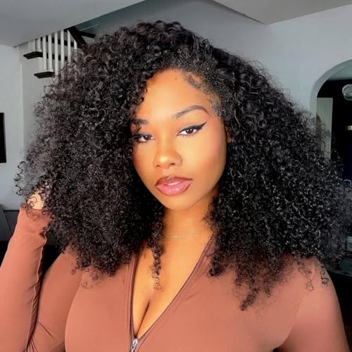 Kinky Curly Half Wig Human Hair 200 Density 20 Inch