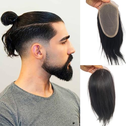 Voloria Swiss Lace Front with PU Men's Human Hair Toupee