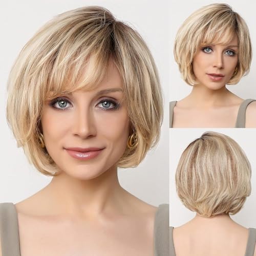 EMMOR Hand-Tied Lace Front Wig, 100% Human Hair Layered