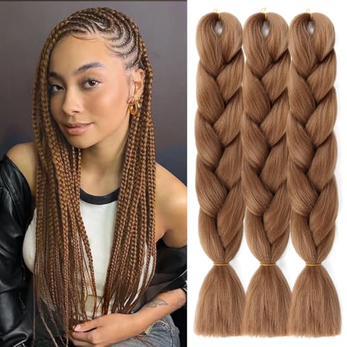 SuCoo Braiding Hair Light Brown High Temperature Twist...