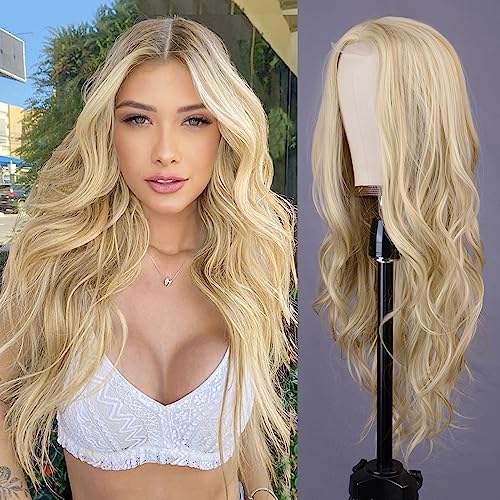Aida ble Mixed Blonde Long Wave Wig for Women