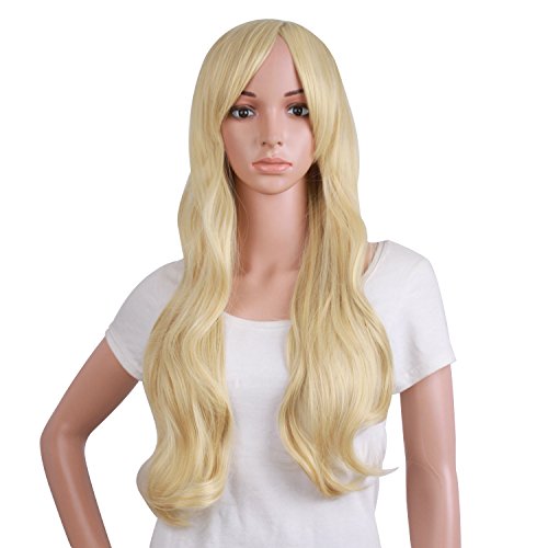 MapofBeauty 70 cm/ 28 Inch Long Curly Blonde Wig