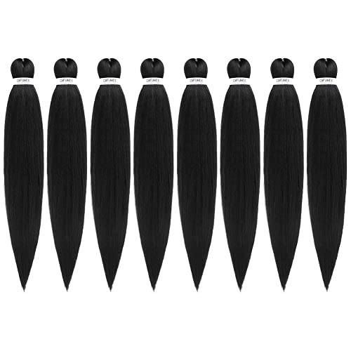 DIFUNEE Pre-stretched Braiding Hair - 24 Inch 8 Packs Black