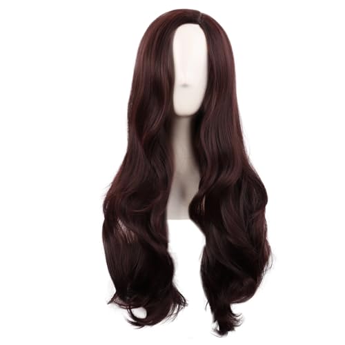 MapofBeauty 28 Inch/70 cm Cosplay Long Wavy Dark Brown Wig