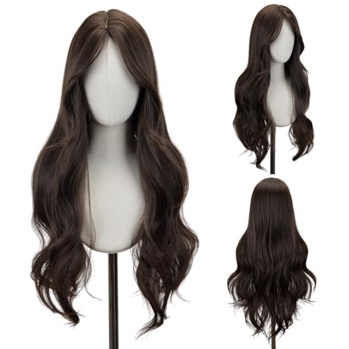 STYLER Brown Middle Part Wig with Bangs for Women