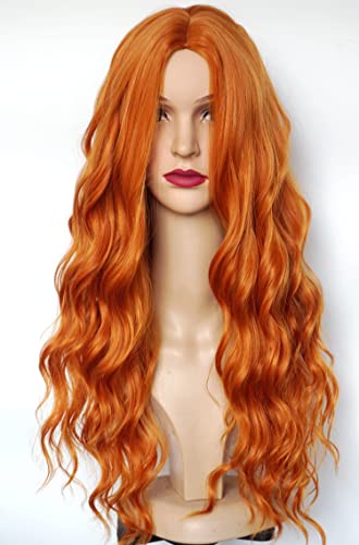 Long ginger red wig,red curly wig synthetic heat resistant