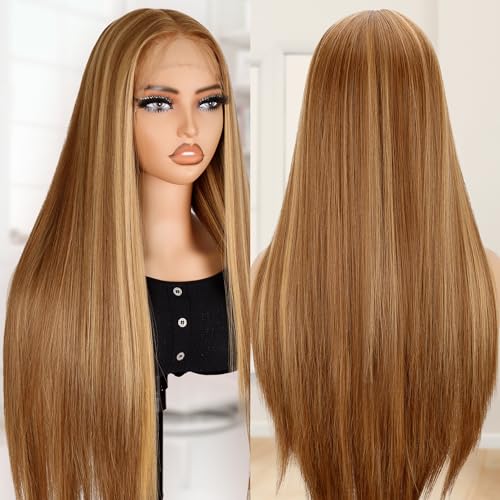 BLL Lace Front Wig Honey Blonde Synthetic 30 Inch Straight