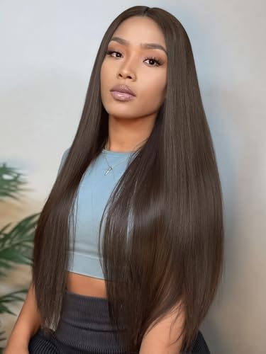 WIGRE 26 Inches Long Straight Cosplay Wig Dark Brown