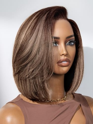LUVME HAIR Bob Wig 100% Human Hair Glueless Mix Highlights