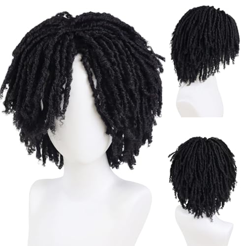 GNIMEGIL Mens Dreadlock Wig Black Curly Male Short Braided...