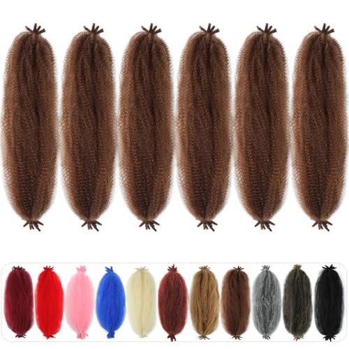 Springy Afro Twist Hair 24 inch 30# Brown Marley SIXERSI