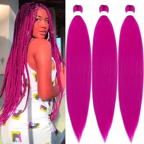Upruyo Magenta Braiding Hair Pre Stretched Pink 26 Inch...