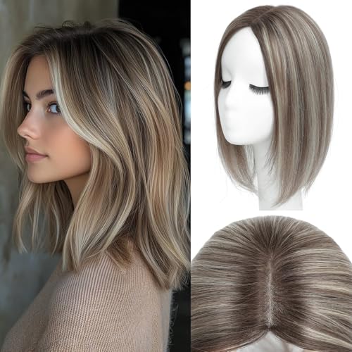 YAMI hair toppers for women real human hair ombre brown