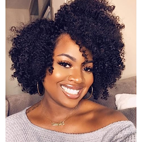 Quantum Love Short Kinky Curly Wigs Side Part Afro