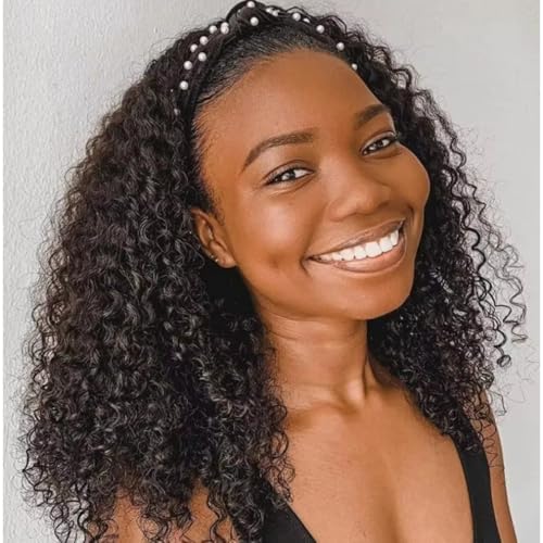 iesste Deep Wave Headband Wig Human Hair for Black Women