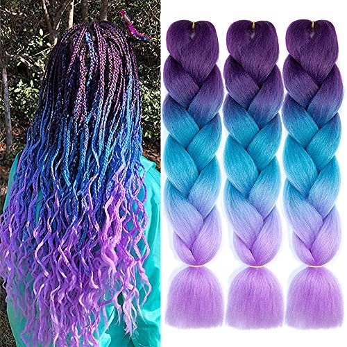 AFNOTE Ombre Braiding Hair 24 Inch Braid Extensions 3Pcs
