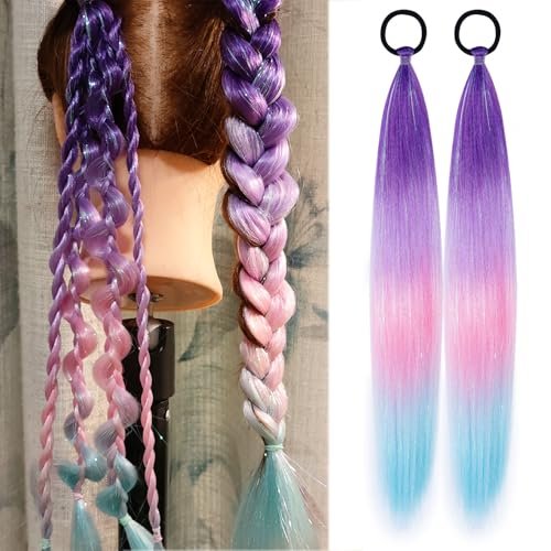 Colored Hair Extensions for Braids Ombre Ponytail Extension...