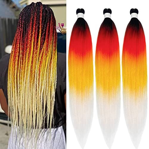 UPruyo Pre Stretched Braiding Hair Ombre Colorful 24 Inch...